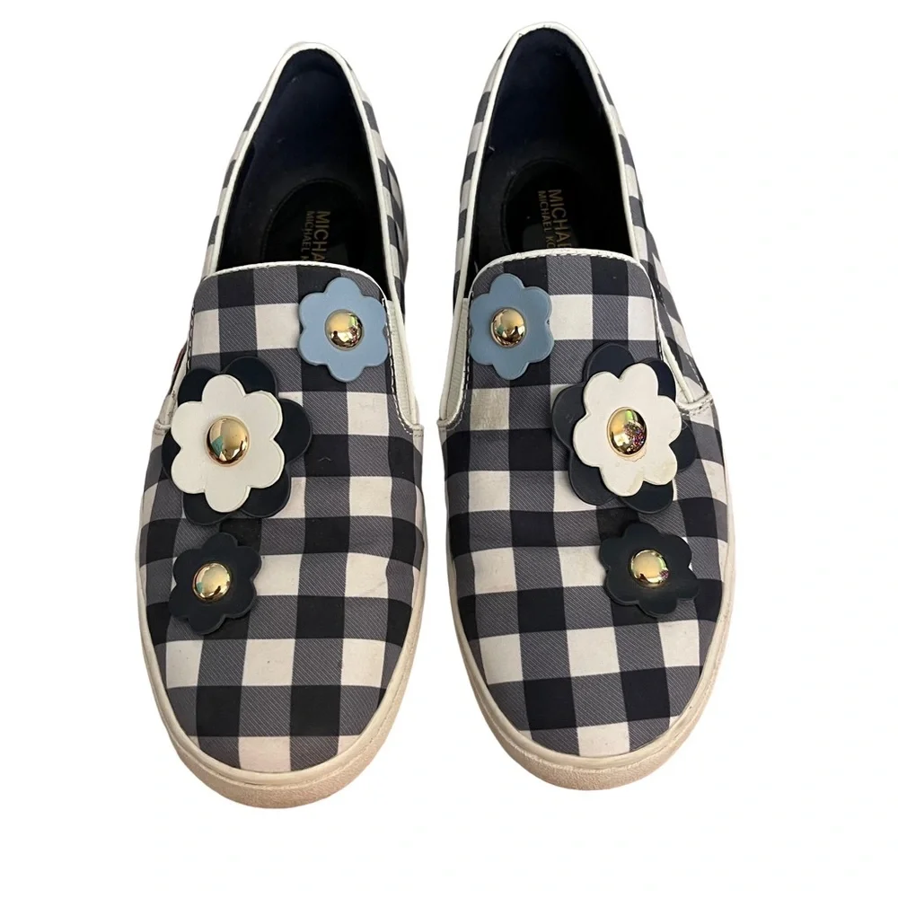 Michael Kors Navy Plaid Slip on With Daisy’s. Very Cute. Size 8